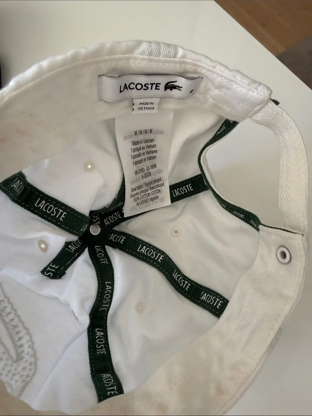 Lacoste White Baseball Cap with Black Crocodile Logo